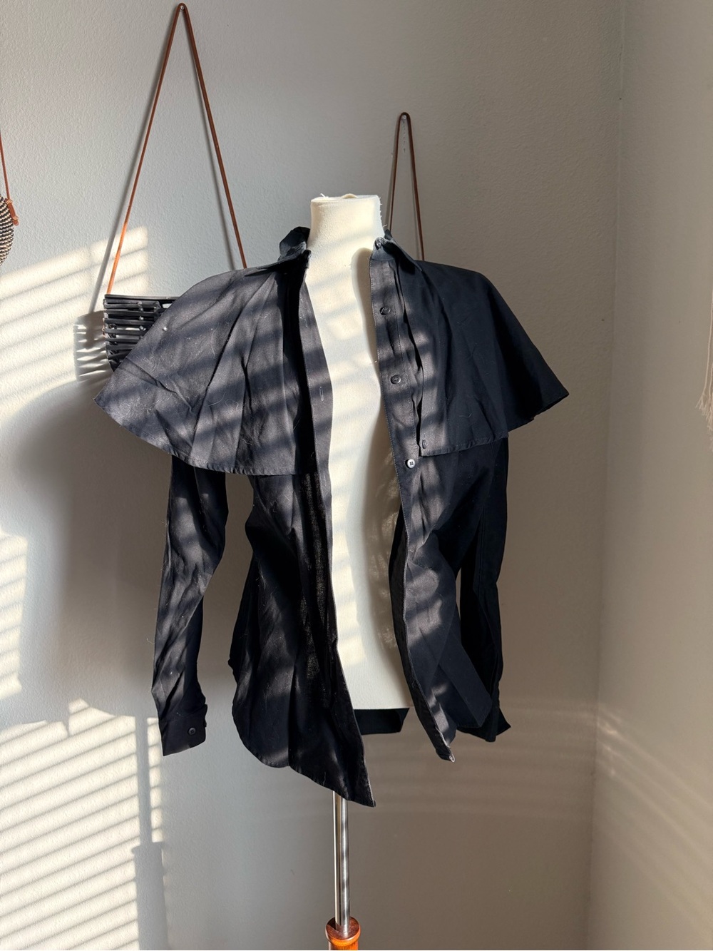 Cricket Black Button Shirt, Size Large